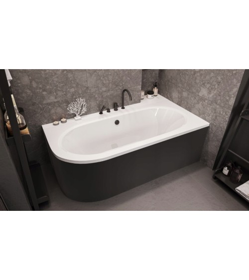 Baignoire HILIO DROITE avec tablier noir 150/160/170/180
