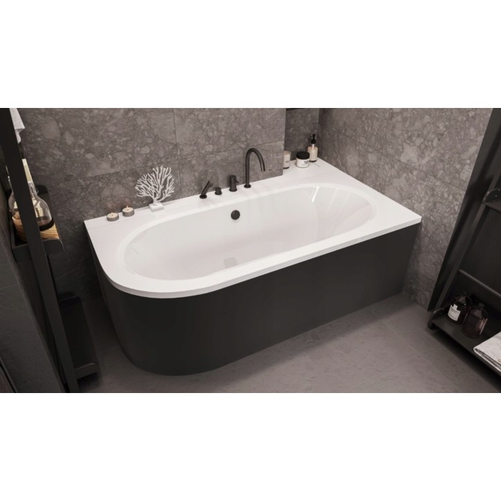 Baignoire HILIO DROITE avec tablier noir 150/160/170/180