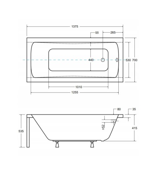 Baignoire MIRANO II avec tablier noir 140/150/160/170 x 70