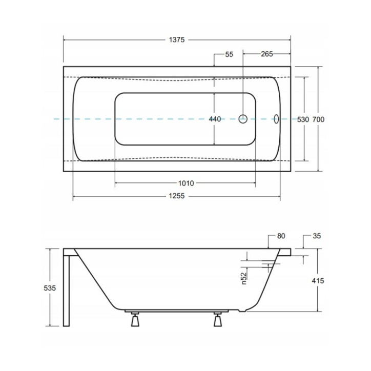 Baignoire MIRANO II avec tablier noir 140/150/160/170 x 70