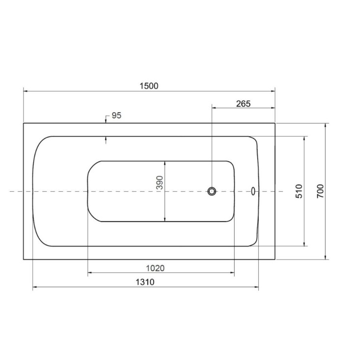 Baignoire VENETO avec tablier noir 140/150 x 70 et 160/170 x 75