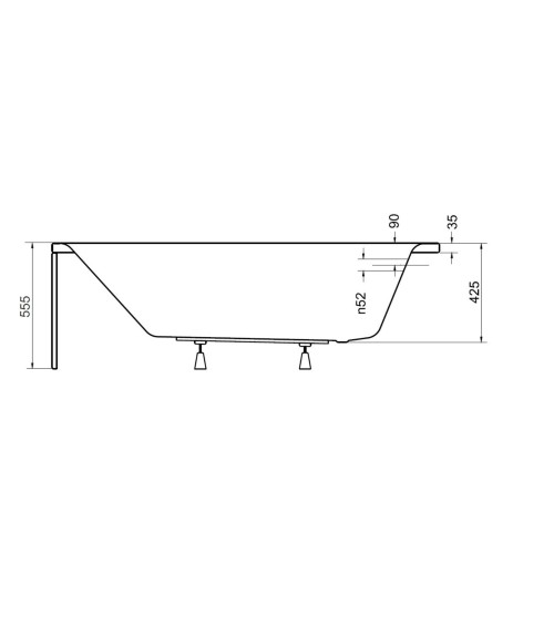 Baignoire VENETO avec tablier noir 140/150 x 70 et 160/170 x 75