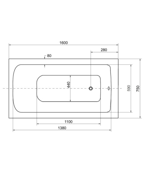 Baignoire VENETO avec tablier noir 140/150 x 70 et 160/170 x 75