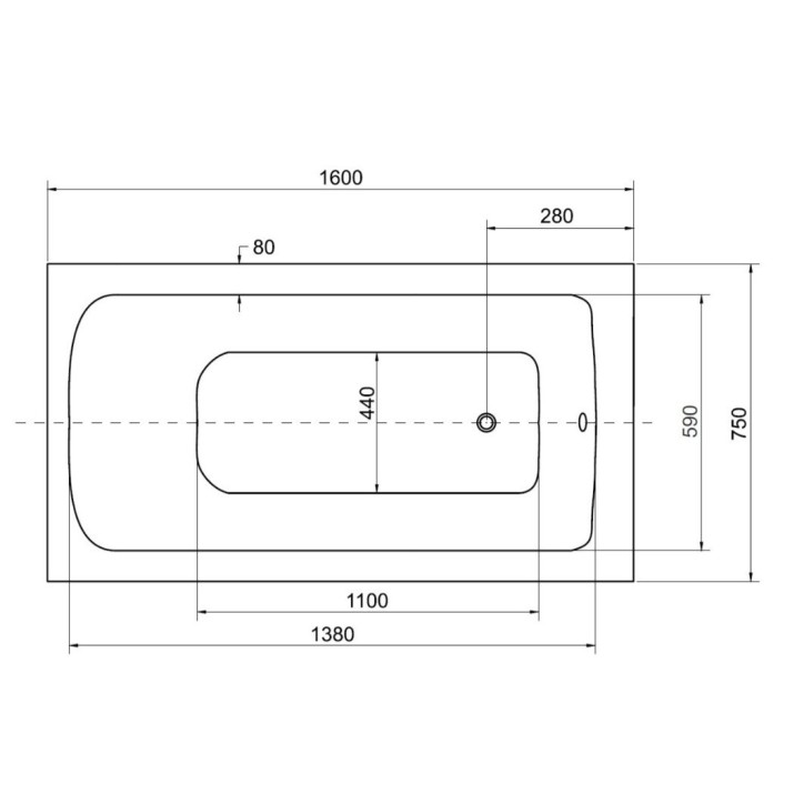 Baignoire VENETO avec tablier noir 140/150 x 70 et 160/170 x 75