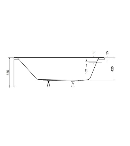 Baignoire VENETO avec tablier noir 140/150 x 70 et 160/170 x 75