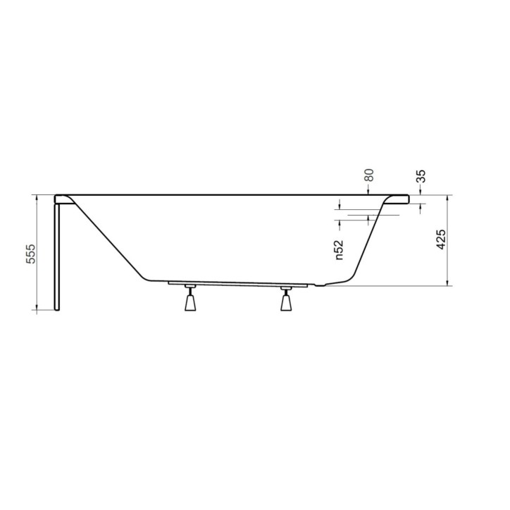Baignoire VENETO avec tablier noir 140/150 x 70 et 160/170 x 75