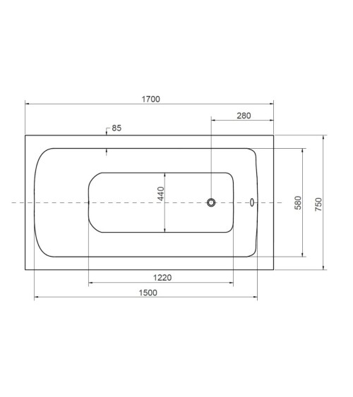 Baignoire VENETO avec tablier noir 140/150 x 70 et 160/170 x 75