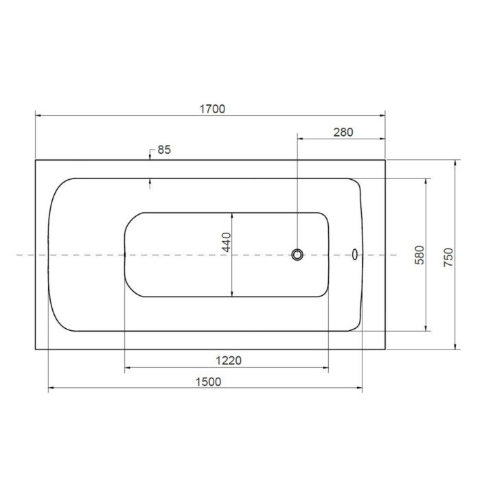 Baignoire VENETO avec tablier noir 140/150 x 70 et 160/170 x 75