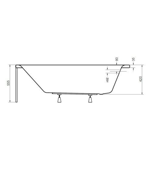 Baignoire VENETO avec tablier noir 140/150 x 70 et 160/170 x 75