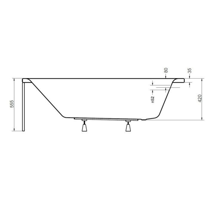 Baignoire VENETO avec tablier noir 140/150 x 70 et 160/170 x 75
