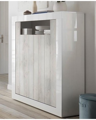 Buffet haut SAMANTHA 2 portes 110x144 cm blanc