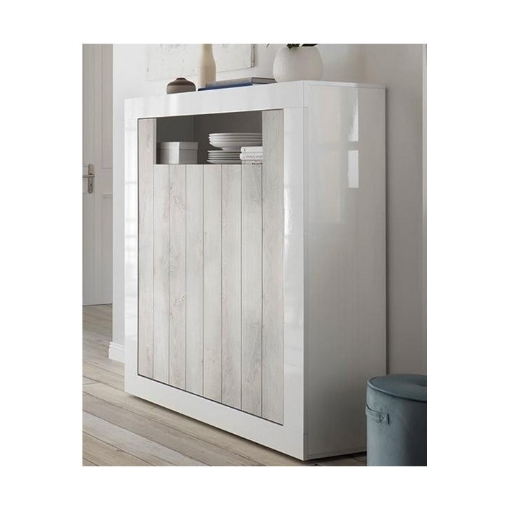 Buffet haut SAMANTHA 2 portes 110x144 cm blanc
