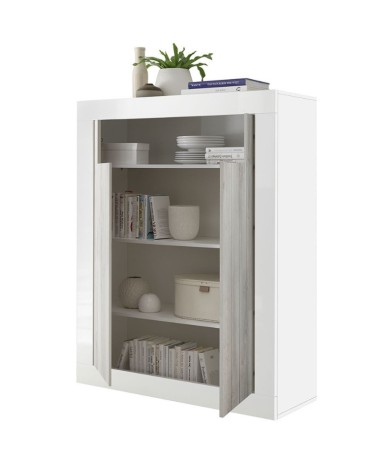 Buffet haut SAMANTHA 2 portes 110x144 cm blanc