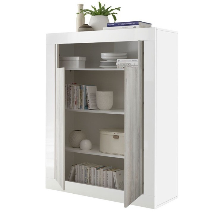 Buffet haut SAMANTHA 2 portes 110x144 cm blanc