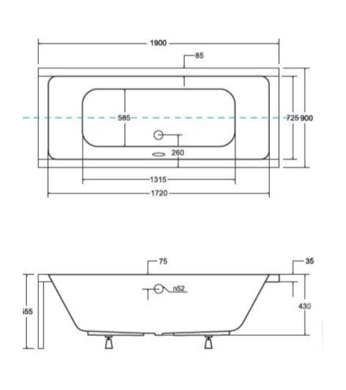 Baignoire QUADRO 170/175/180/190 cm avec tablier noir