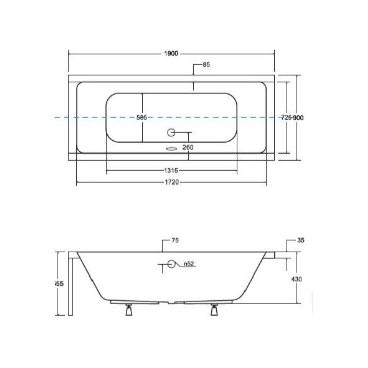 Baignoire QUADRO 170/175/180/190 cm avec tablier noir