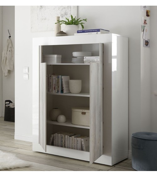 Buffet haut SAMANTHA 2 portes 110x144 cm blanc