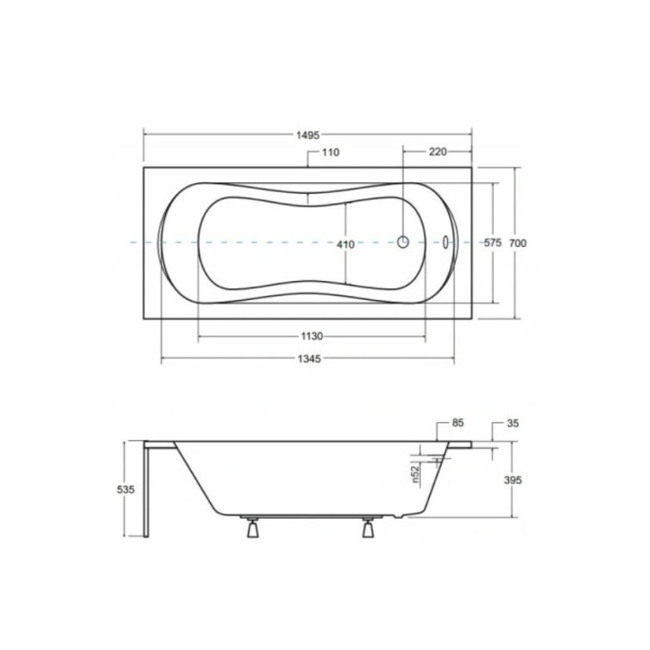 Baignoire VANESSA 130/140/150/160/170 X 70 cm avec tablier noir