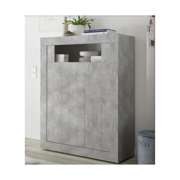 Buffet haut SAMANTHA 2 portes 110x144 cm béton