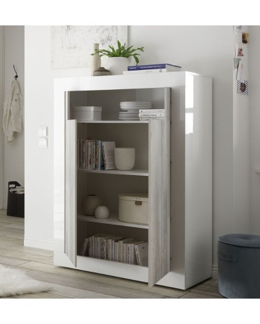 Buffet haut SAMANTHA 2 portes 110x144 cm béton
