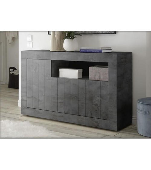 Buffet SAMANTHA 3 portes et une niche 138x86 cm anthracite