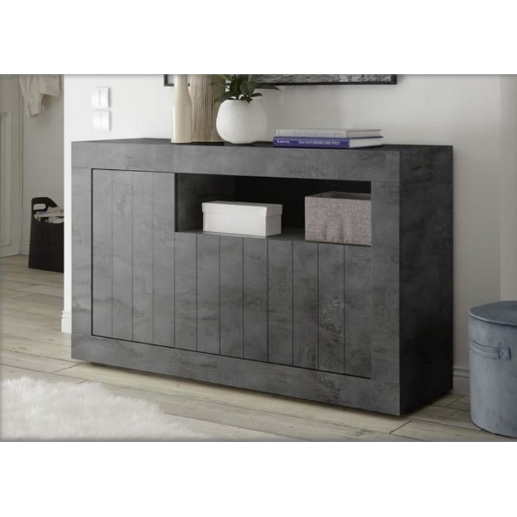 Buffet SAMANTHA 3 portes et une niche 138x86 cm anthracite