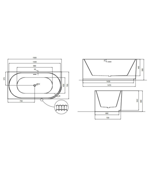 Baignoire Giuliana - 150x75cm