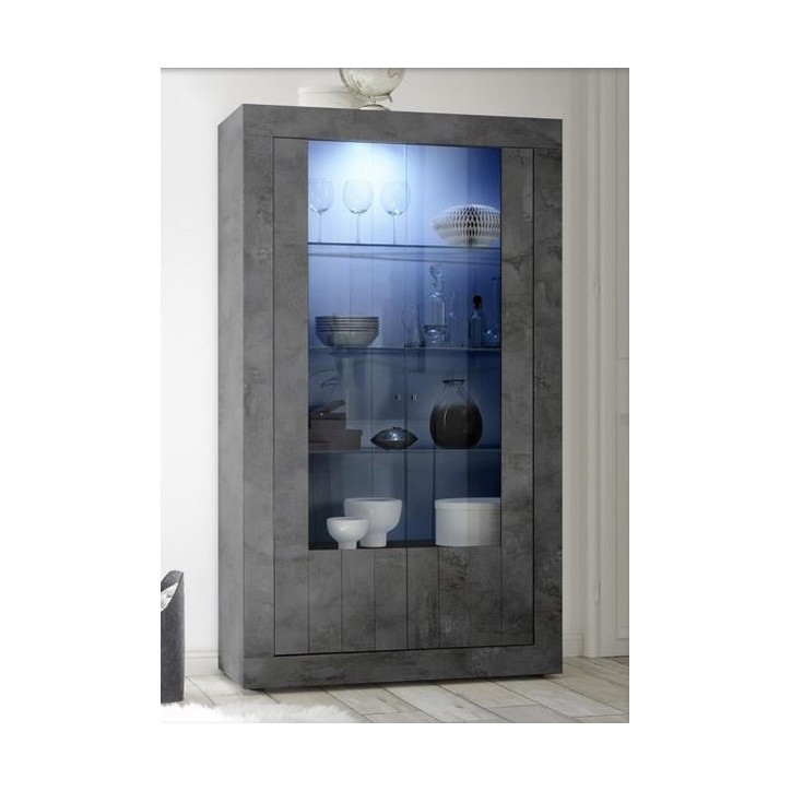 Vitrine SAMANTHA 2 portes anthracite 110x191 cm Vitrine SAMANTHA 2 portes anthracite 110x191 cm
