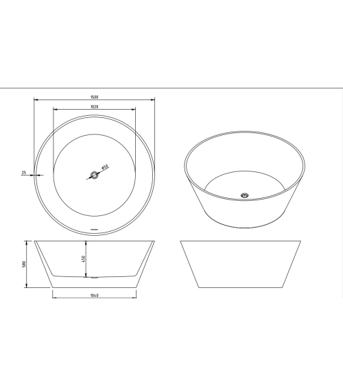 Baignoire ronde valto 150cm