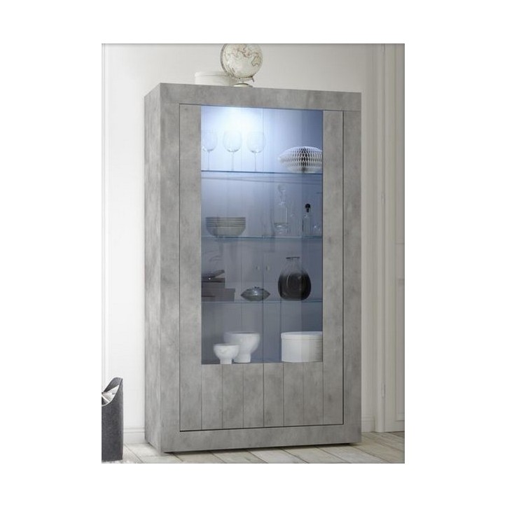 Vitrine SAMANTHA 2 portes béton 110x191 cm Vitrine SAMANTHA 2 portes béton 110x191 cm