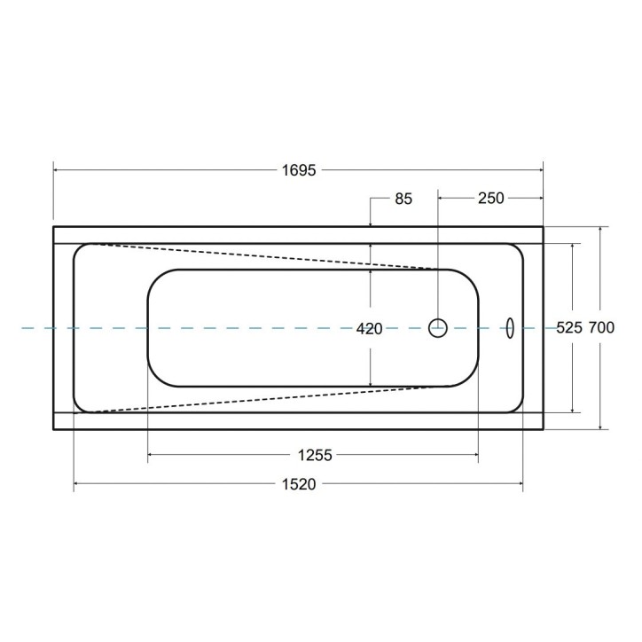 Baignoire Modern rainurée 170x55cm