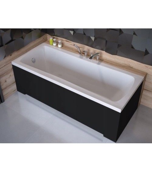 Baignoire MIRANO II rainurée avec tablier noir 140/150/160/170 x 70