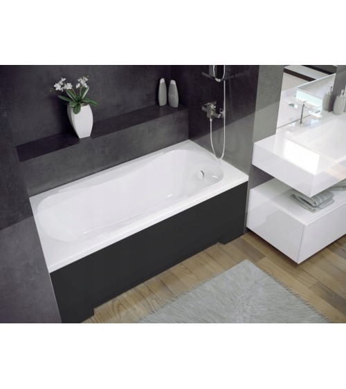 Baignoire VANESSA rainurée noire 130/140/150/160/170 X 70 cm avec tablier noir