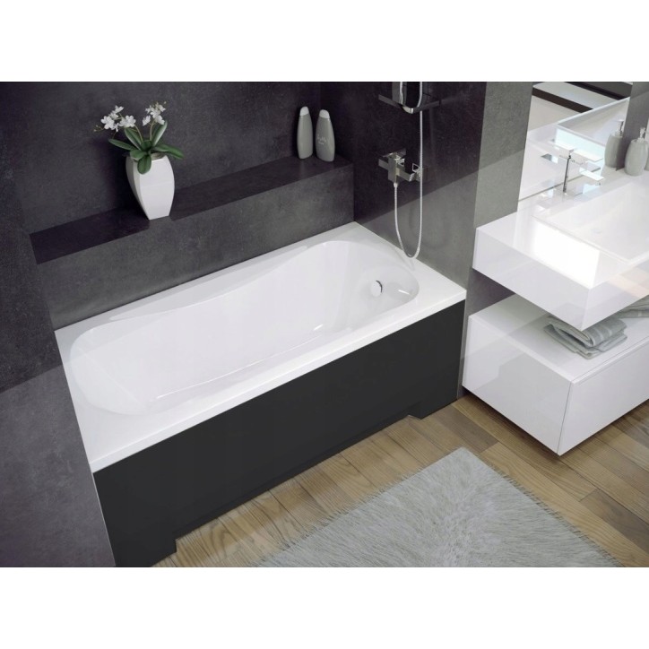 Baignoire VANESSA rainurée noire 130/140/150/160/170 X 70 cm avec tablier noir