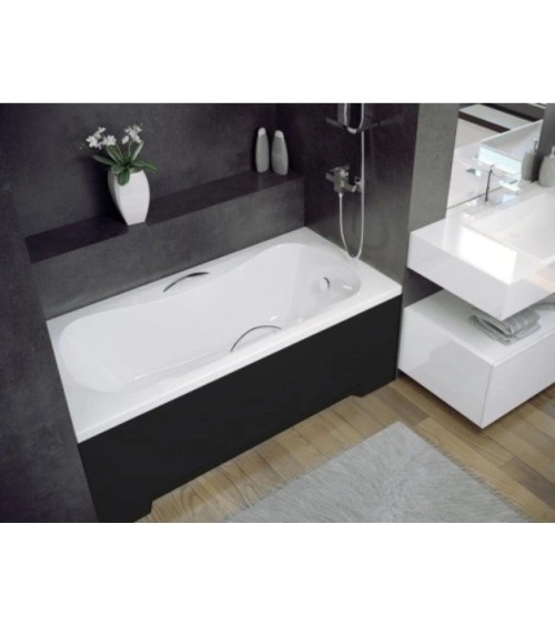 Baignoire VANESSA rainurée noire 130/140/150/160/170 X 70 cm avec tablier noir