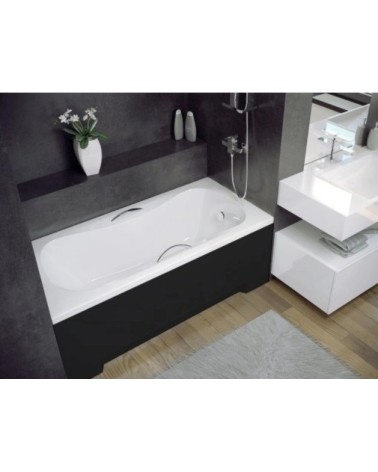 Baignoire VANESSA rainurée noire 130/140/150/160/170 X 70 cm avec tablier noir