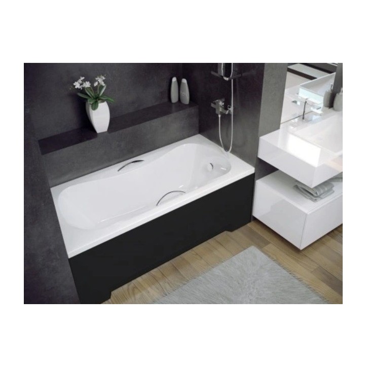 Baignoire VANESSA rainurée noire 130/140/150/160/170 X 70 cm avec tablier noir