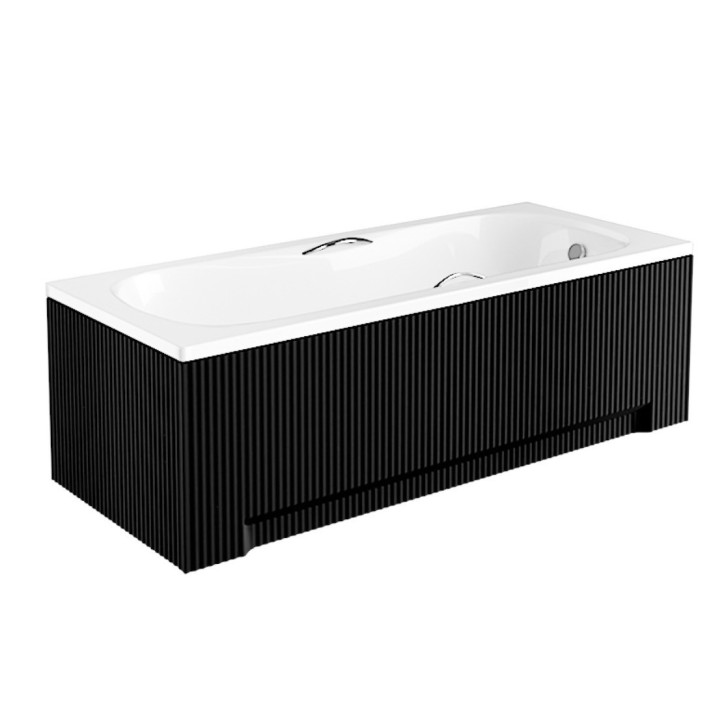 Baignoire VANESSA rainurée noire 130/140/150/160/170 X 70 cm avec tablier noir
