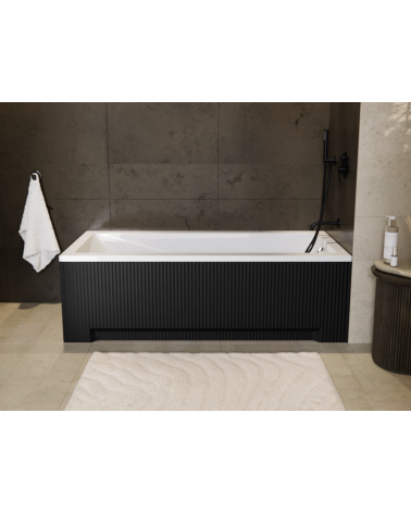 Baignoire Modern noire rainurée 170x55cm