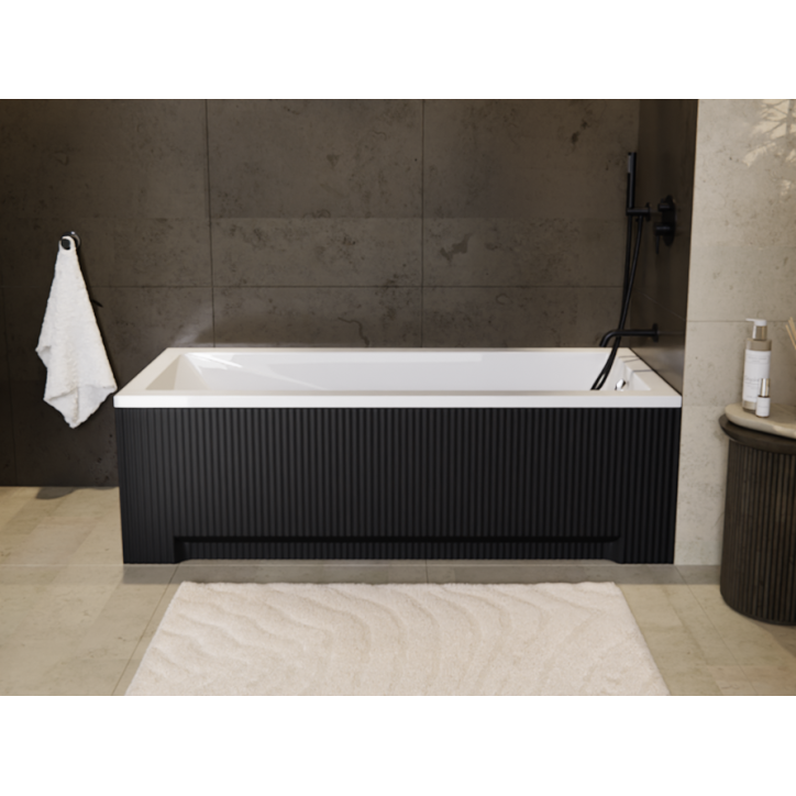 Baignoire Modern noire rainurée 170x55cm