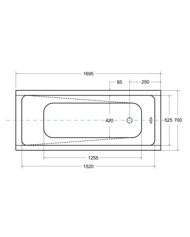 Baignoire Modern noire rainurée 170x55cm