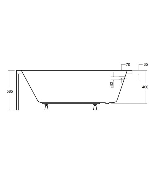 Baignoire Modern noire rainurée 170x55cm
