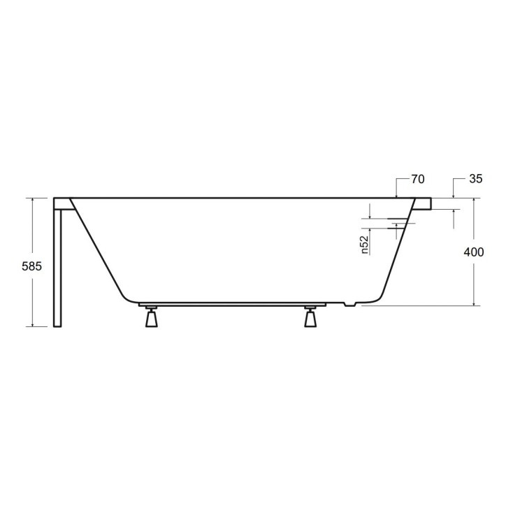 Baignoire Modern noire rainurée 170x55cm