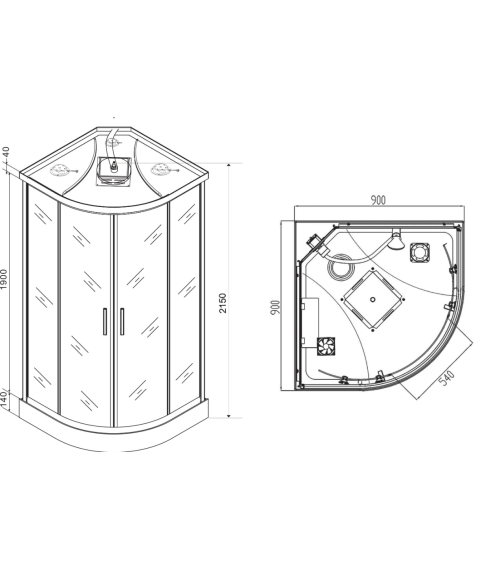 Cabine de Douche OCEANE 90 x 90 x 215cm