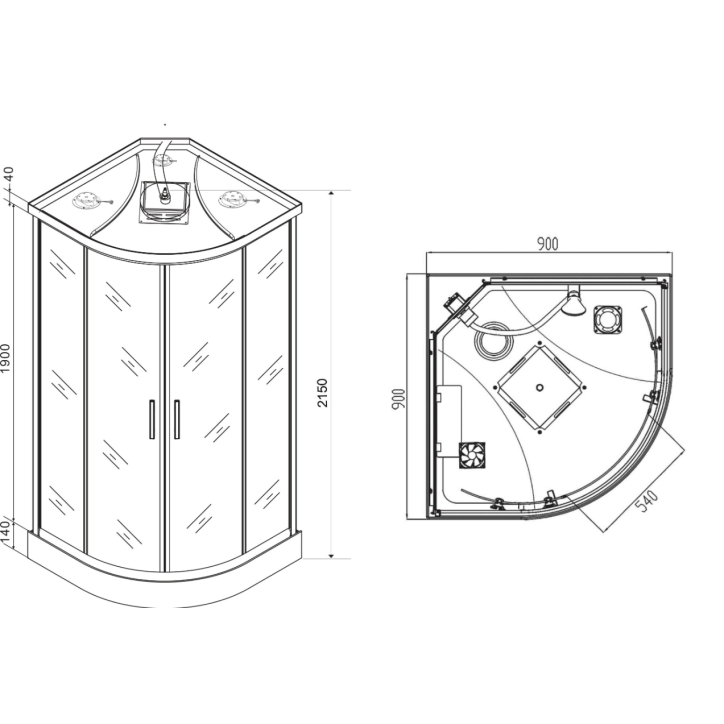 Cabine de Douche OCEANE 90 x 90 x 215cm Cabine de Douche OCEANE 90 x 90 x 215cm