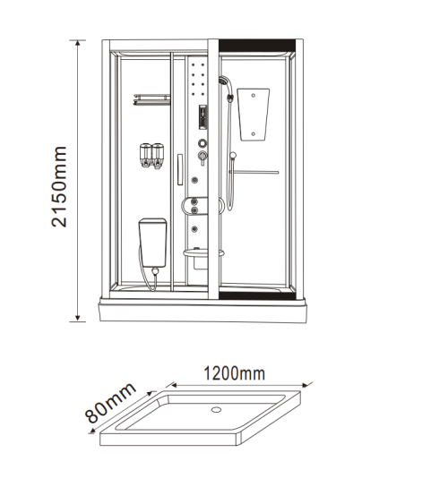 Cabine de douche BULTO 120x80x215 cm