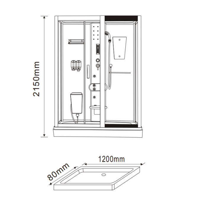 Cabine de douche BULTO 120x80x215 cm