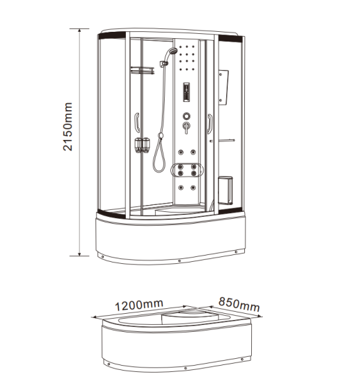 Cabine de douche hydromassante 120cm - Édena