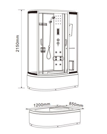 Cabine de douche hydromassante 120cm - Édena