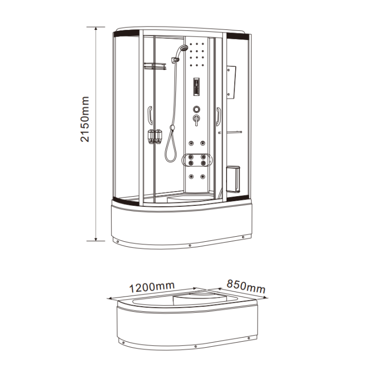 Cabine de douche hydromassante 120cm - Édena
